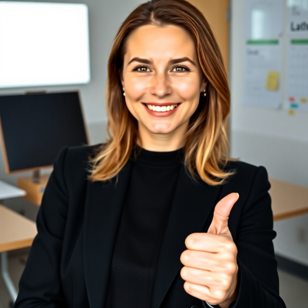 Rūta Jansone showing a thumbs up
